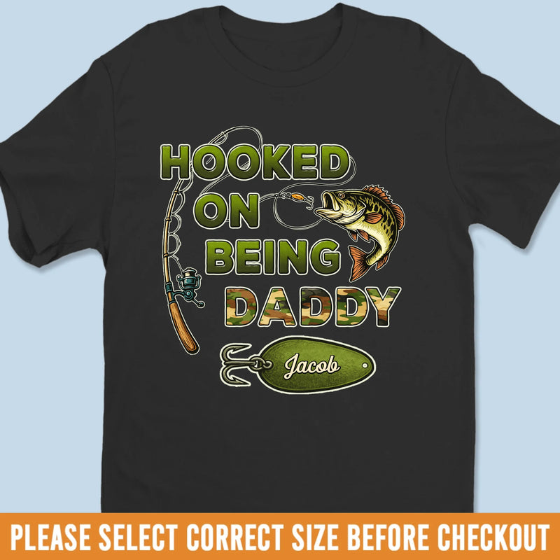 Hooked On Fatherhood - Family Personalized Custom Unisex T-shirt, Premium T-shirt, Hoodie - Father's Day, Gift For Dad, Grandpa