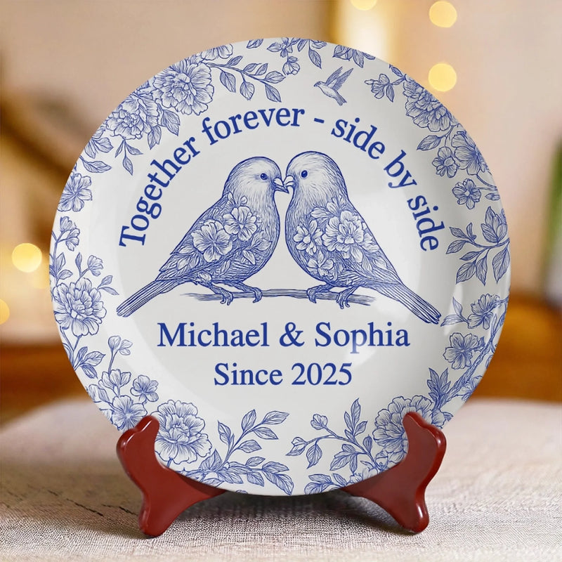 Forever Starts Here - Couple Personalized Custom Ceramic Plate - Gift For Husband Wife, Anniversary
