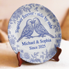 Forever Starts Here - Couple Personalized Custom Ceramic Plate - Gift For Husband Wife, Anniversary