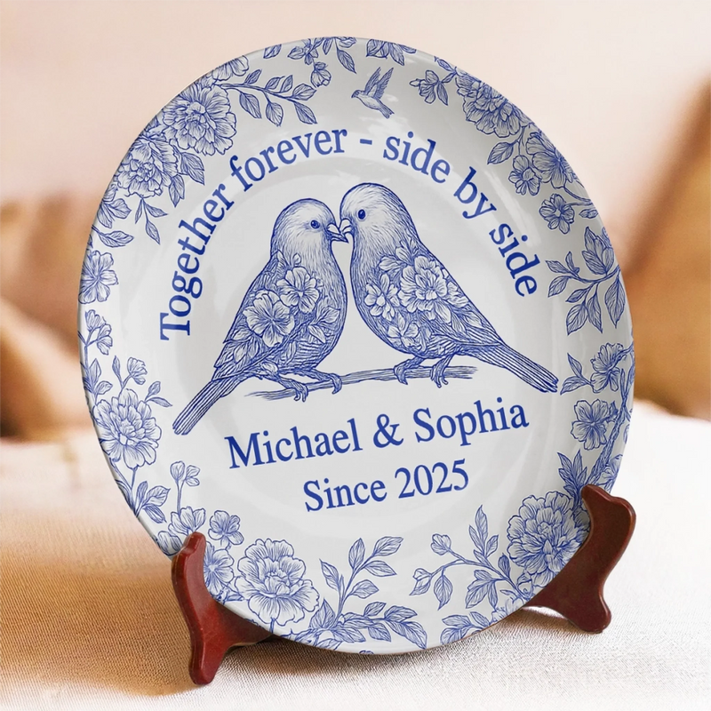 Forever Starts Here - Couple Personalized Custom Ceramic Plate - Gift For Husband Wife, Anniversary