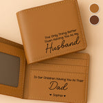 My Love, Their Hero - Family Personalized Custom Leather Wallet - Father's Day, Gift For Husband