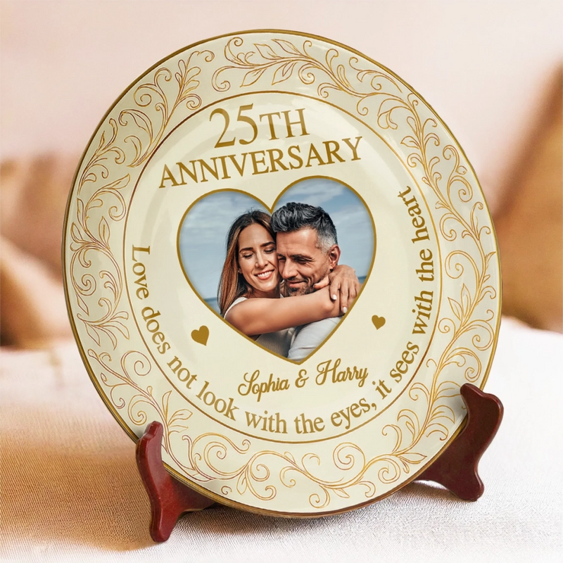 Custom Photo A Love That Lasts - Couple Personalized Custom Ceramic Plate - Gift For Husband Wife, Anniversary