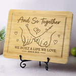 Whisking Through Life Together - Couple Personalized Custom Engraved Wooden Cutting Board - Gift For Couple, Husband, Wife