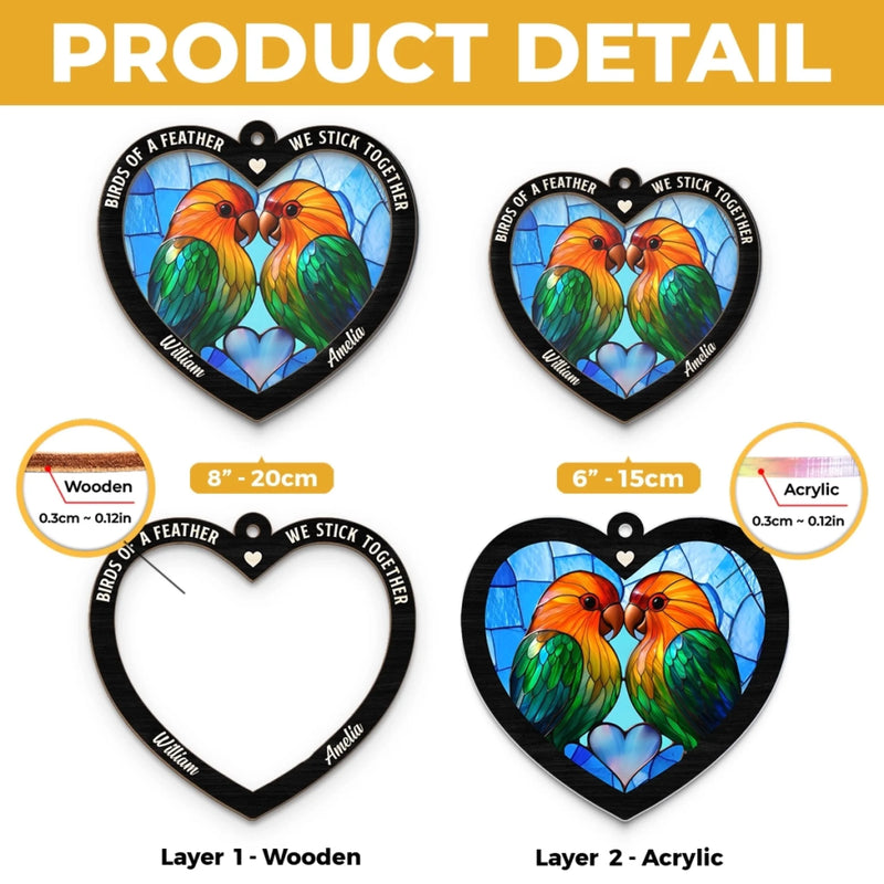 Lovebirds For Life - Couple Personalized Window Hanging Suncatcher Ornament - Gift For Husband Wife, Anniversary