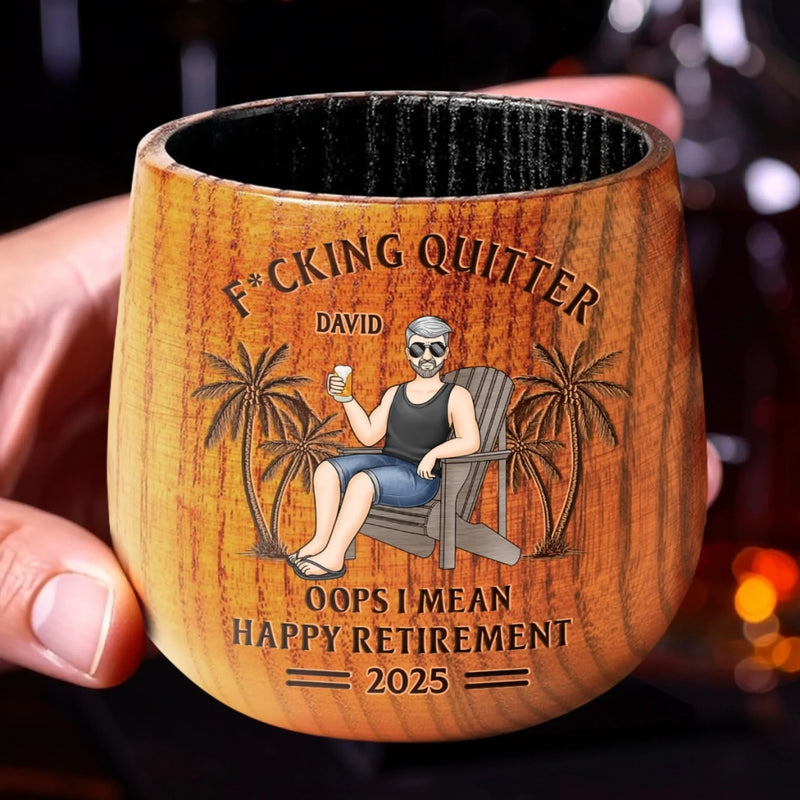 Retired And Loving It - Coworker Personalized Custom Wooden Whiskey Glass - Appreciation, Retirement Gift For Coworkers, Work Friends, Colleagues