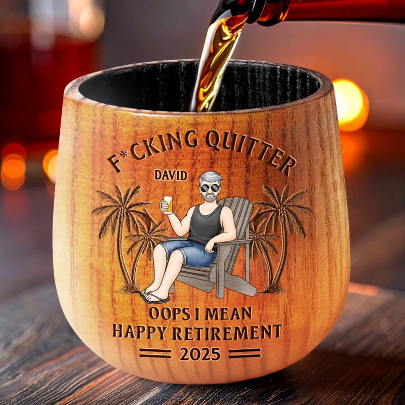 Retired And Loving It - Coworker Personalized Custom Wooden Whiskey Glass - Appreciation, Retirement Gift For Coworkers, Work Friends, Colleagues