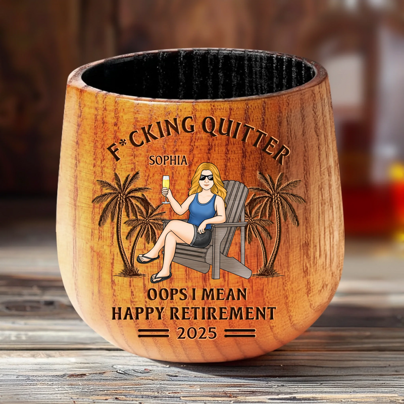 Retired And Loving It - Coworker Personalized Custom Wooden Whiskey Glass - Appreciation, Retirement Gift For Coworkers, Work Friends, Colleagues