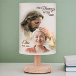Custom Photo I'm Always With You - Memorial Personalized Custom Linen Bedside Table Lamp - Sympathy Gift For Family Members