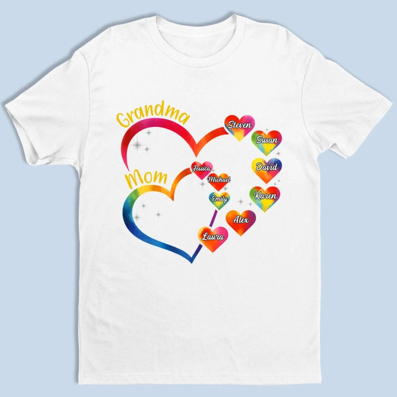 Love Stitched Into Every Name - Family Personalized Custom Unisex T-shirt, Premium T-shirt, Hoodie - Mother's Day, Gift For Mom, Grandma