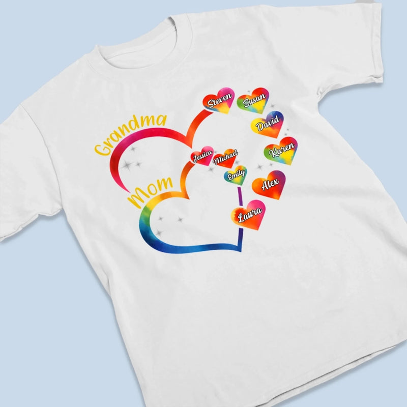 Love Stitched Into Every Name - Family Personalized Custom Unisex T-shirt, Premium T-shirt, Hoodie - Mother's Day, Gift For Mom, Grandma
