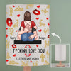 Our Love Comes With Positions - Couple Personalized Custom Linen Bedside Table Lamp - Gift For Husband Wife, Anniversary