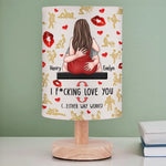 Our Love Comes With Positions - Couple Personalized Custom Linen Bedside Table Lamp - Gift For Husband Wife, Anniversary