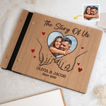 Custom Photo The Story Of Us - Couple Personalized Custom Wooden Scrapbook - Gift For Couple