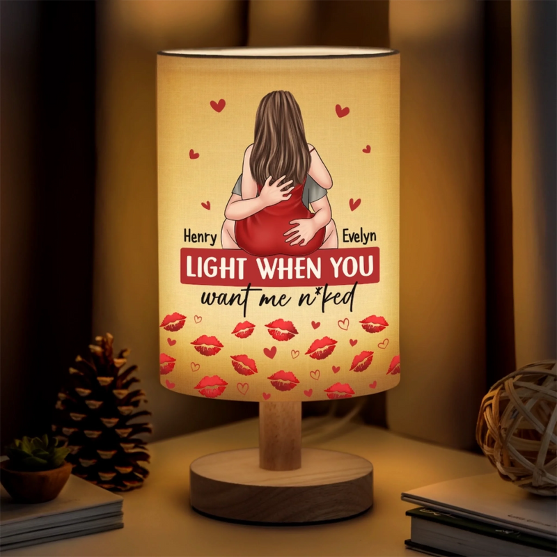 My Favorite View Is You - Couple Personalized Custom Linen Bedside Table Lamp - Gift For Husband Wife, Anniversary