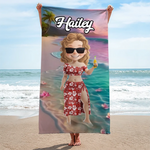 Catch Me Where The Waves Are - Bestie Personalized Custom Beach Towel - Summer Vacation Gift, Birthday Pool Party Gift For Best Friends, BFF, Sisters