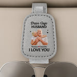 Custom Photo A Piece Of My Heart Rides With You - Couple Personalized Custom Leather Car Visor - Gift For Husband