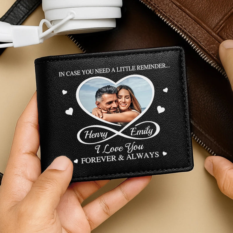 Custom Photo I Love You Forever & Always - Couple Personalized Custom Double-Sided Printed Leather Wallet - Gift For Husband Wife, Anniversary