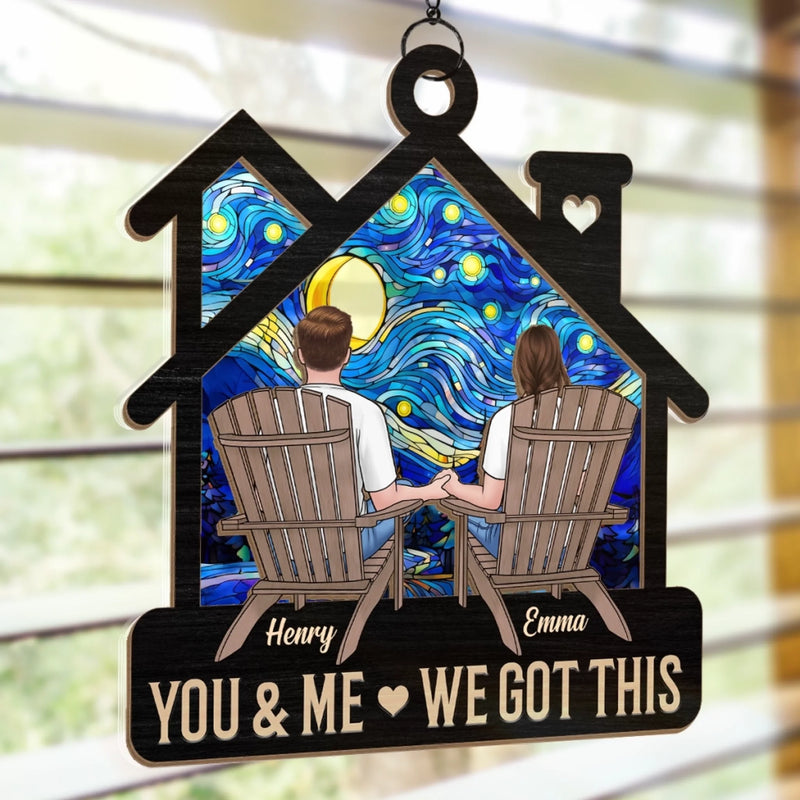 In This House, Love Lives - Couple Personalized Window Hanging Suncatcher Ornament - Gift For Husband Wife, Anniversary