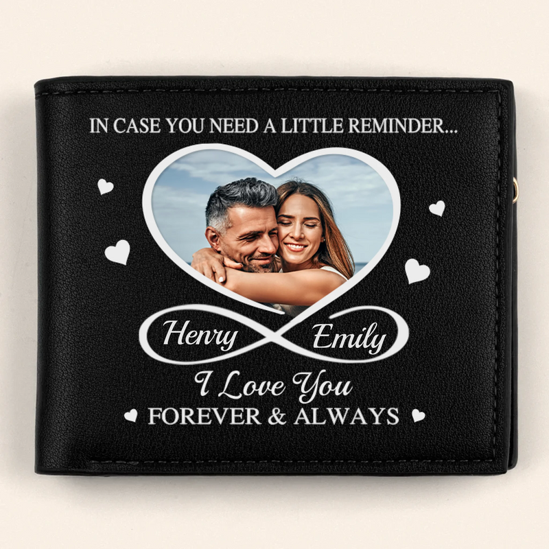 Custom Photo I Love You Forever & Always - Couple Personalized Custom Double-Sided Printed Leather Wallet - Gift For Husband Wife, Anniversary