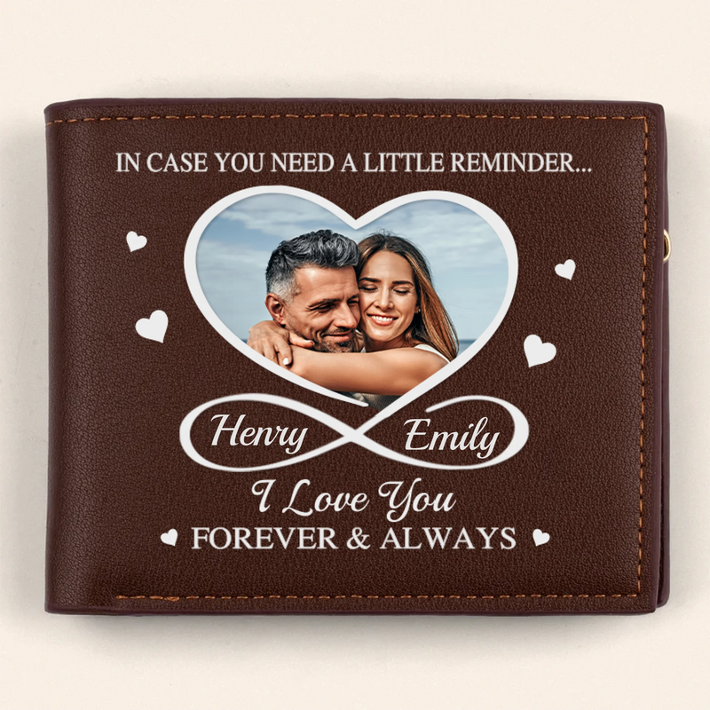 Custom Photo I Love You Forever & Always - Couple Personalized Custom Double-Sided Printed Leather Wallet - Gift For Husband Wife, Anniversary