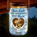 Custom Photo Love Like Yours Never Dims - Memorial Personalized Custom Solar Jar Lantern - Sympathy Gift For Dog Lovers