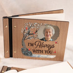 Custom Photo Time Passes, Love Remains - Memorial Personalized Custom Wooden Scrapbook - Sympathy Gift For Family Members