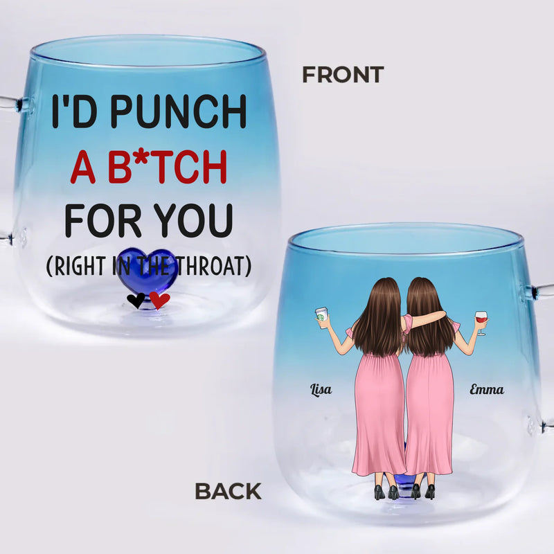 You Keep Me Sane - Bestie Personalized Custom Gradient Glass Mug - Gift For Best Friends, BFF, Sisters