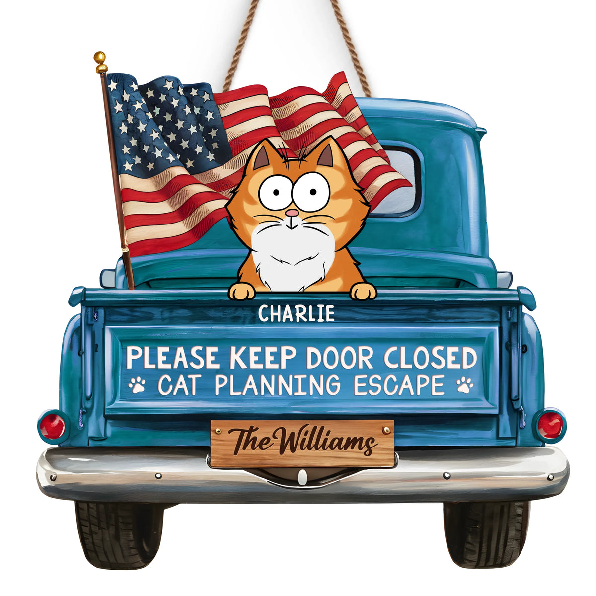 Cat Planning Escape With A Truck - Cat Personalized Custom Home Decor Wood Sign - House Warming Gift For Pet Owners, Pet Lovers