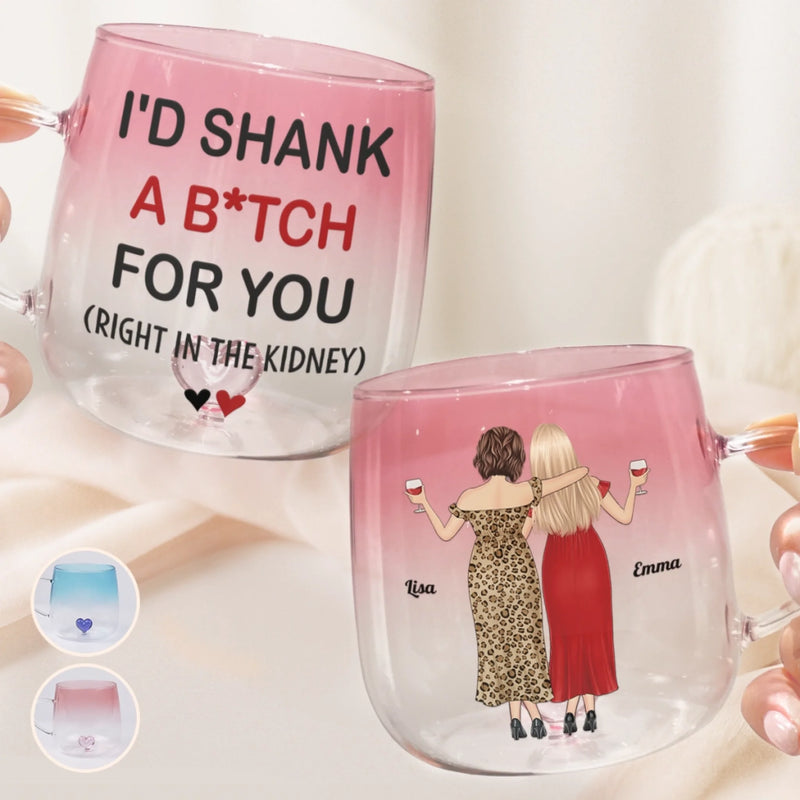 You Keep Me Sane - Bestie Personalized Custom Gradient Glass Mug - Gift For Best Friends, BFF, Sisters