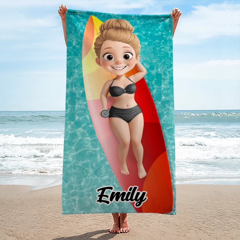 Paradise Found - Bestie Personalized Custom Beach Towel - Summer Vacation Gift, Birthday Pool Party Gift For Best Friends, BFF, Sisters