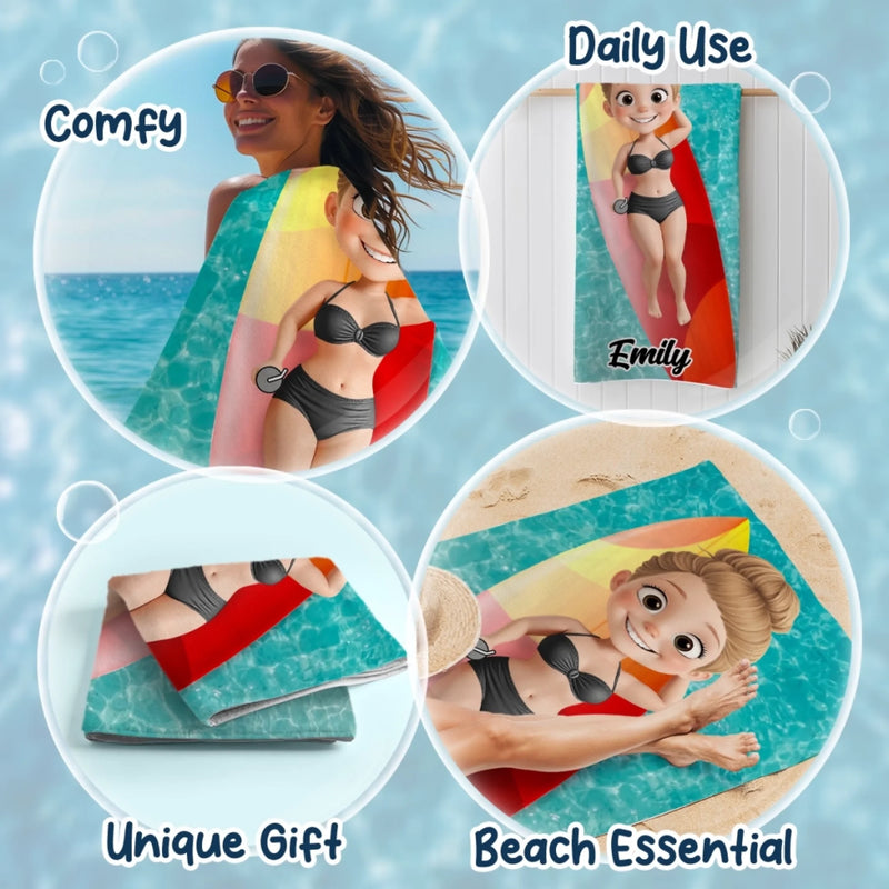 Paradise Found - Bestie Personalized Custom Beach Towel - Summer Vacation Gift, Birthday Pool Party Gift For Best Friends, BFF, Sisters