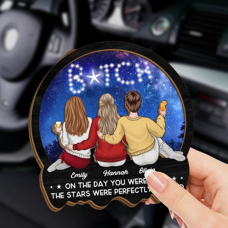 On The Day You Were Born, The Stars Were Perfectly Aligned - Bestie Personalized Custom Car Visor Clip - Gift For Best Friends, BFF, Sisters
