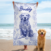 Hello Sunshine - Dog Personalized Custom Beach Towel - Summer Vacation Gift, Birthday Pool Party Gift For Pet Owners, Pet Lovers