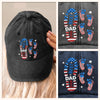 Coolest Papa In Town - Family Personalized Custom Vintage Washed Denim Baseball Cap US - 4th Of July, Gift For Dad, Grandpa