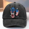 Coolest Papa In Town - Family Personalized Custom Vintage Washed Denim Baseball Cap US - 4th Of July, Gift For Dad, Grandpa