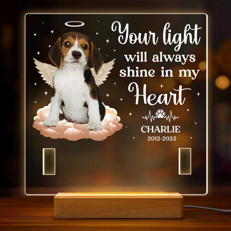 Custom Photo Forever My Angel - Memorial Personalized Custom Pet Loss Memorial Light - Sympathy Gift For Pet Owners, Pet Lovers