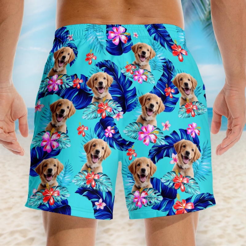 Custom Photo Paws Out, Sun's Out - Dog & Cat Personalized Custom Tropical Hawaiian Aloha Men Beach Shorts - Summer Vacation Gift For Pet Owners, Pet Lovers