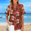 Custom Photo Paws And Palm Trees - Dog & Cat Personalized Custom Unisex Tropical Hawaiian Aloha Shirt - Summer Vacation Gift, Gift For Pet Owners, Pet Lovers