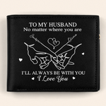 Holding On To Forever - Couple Personalized Custom Double-Sided Printed Leather Wallet - Gift For Husband Wife, Anniversary