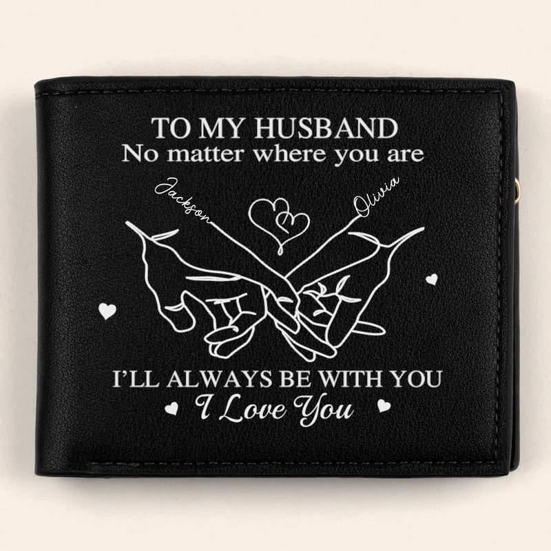 Holding On To Forever - Couple Personalized Custom Double-Sided Printed Leather Wallet - Gift For Husband Wife, Anniversary