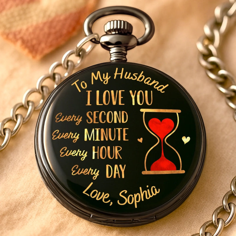 The Best Kind Of Magic Is Love - Couple Personalized Custom Pocket Watch - Gift For Husband Wife, Anniversary