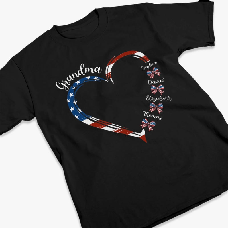 My Heart Belongs To These Little Patriots - Family Personalized Custom Unisex T-shirt, Premium T-shirt, Hoodie - 4th Of July, Gift For Mom, Grandma