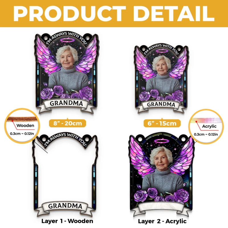 Custom Photo Heaven Gained A Piece Of My Heart - Memorial Personalized Window Hanging Suncatcher Ornament - Sympathy Gift For Family Members