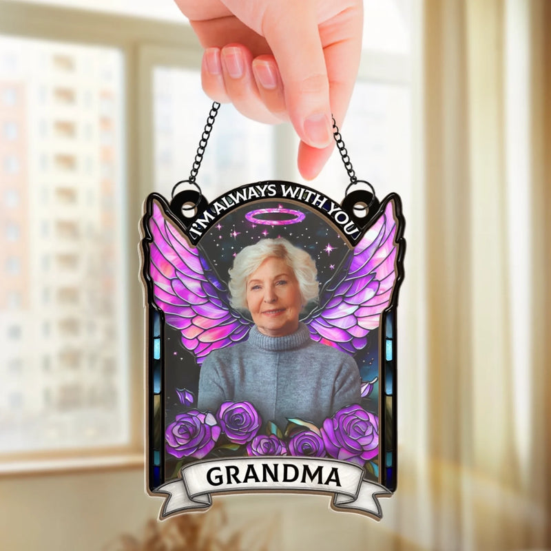 Custom Photo Heaven Gained A Piece Of My Heart - Memorial Personalized Window Hanging Suncatcher Ornament - Sympathy Gift For Family Members