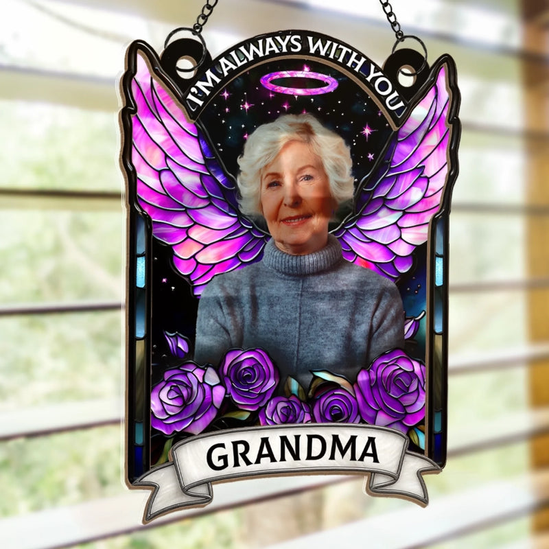 Custom Photo Heaven Gained A Piece Of My Heart - Memorial Personalized Window Hanging Suncatcher Ornament - Sympathy Gift For Family Members