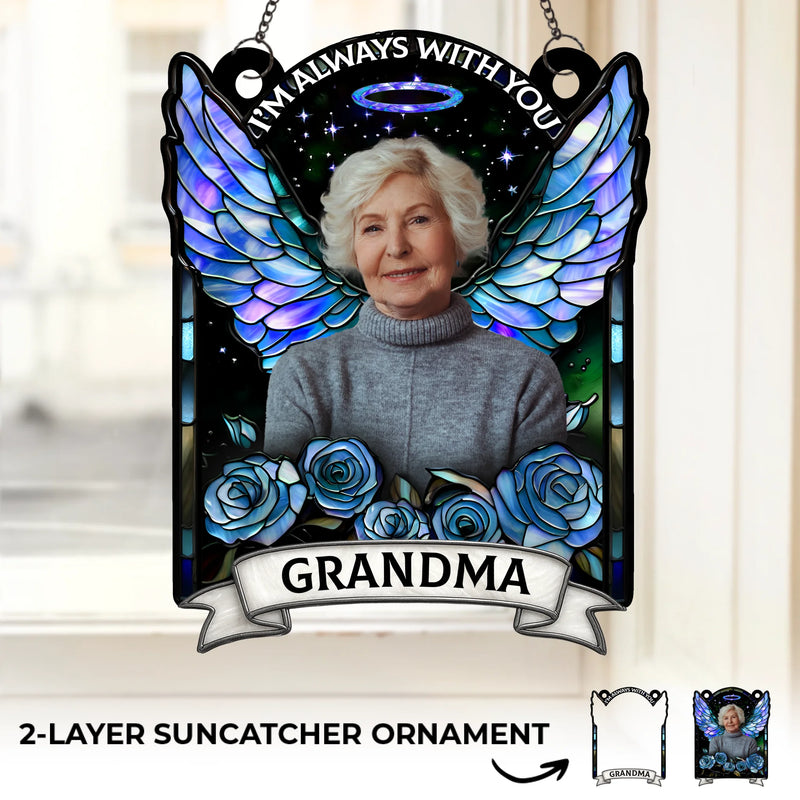 Custom Photo Heaven Gained A Piece Of My Heart - Memorial Personalized Window Hanging Suncatcher Ornament - Sympathy Gift For Family Members