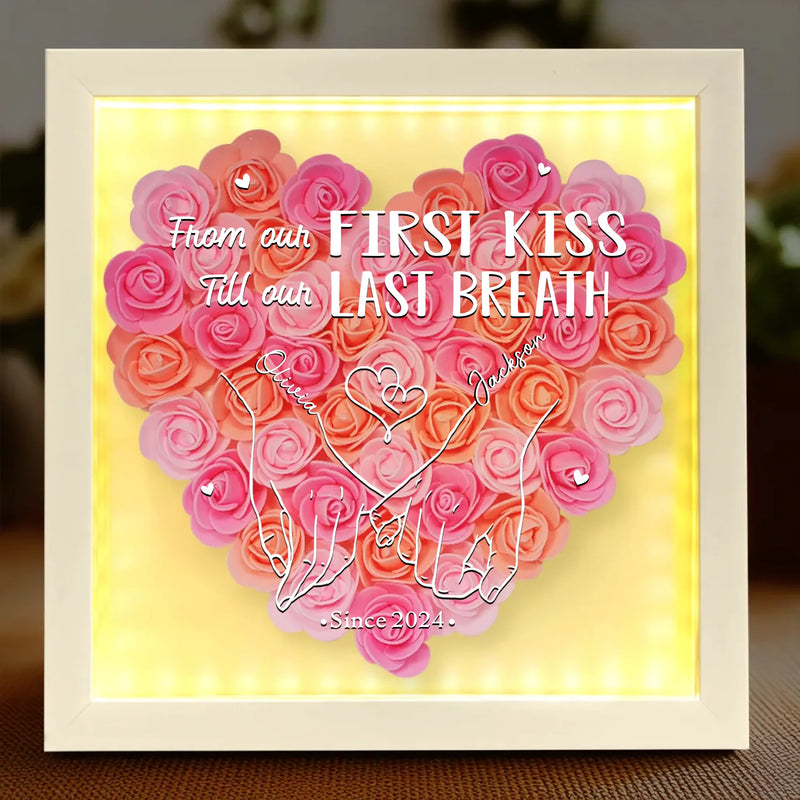 Wrapped In Your Love - Couple Personalized Custom Flower Shadow Box With LED - Gift For Husband Wife, Anniversary