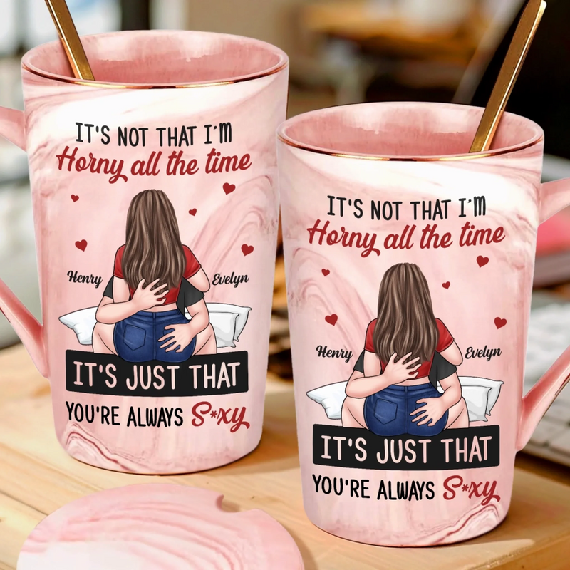 Always On My Mind - Couple Personalized Custom 14oz Marble Mug - Gift For Husband Wife, Anniversary