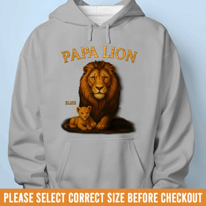 Grumpy But Loving, Papa Lion - Family Personalized Custom Unisex T-shirt, Premium T-shirt, Hoodie - Father's Day, Gift For Dad, Grandpa