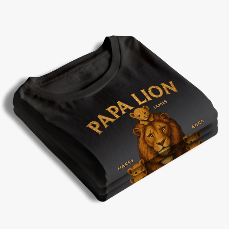 Grumpy But Loving, Papa Lion - Family Personalized Custom Unisex T-shirt, Premium T-shirt, Hoodie - Father's Day, Gift For Dad, Grandpa